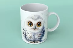 Cute Snowy Owl bird Bird Baby Watercolor Handmade illus Product Image 2