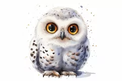 Cute Snowy Owl bird Bird Baby Watercolor Handmade illus Product Image 3