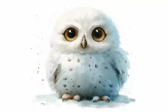 Cute Snowy Owl bird Bird Baby Watercolor Handmade illus Product Image 3