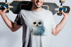 Cute Snowy Owl bird Bird Baby Watercolor Handmade illus Product Image 1