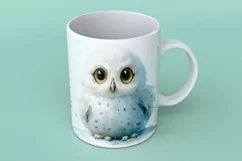 Cute Snowy Owl bird Bird Baby Watercolor Handmade illus Product Image 2