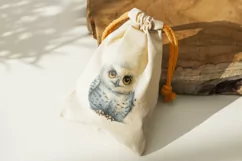 Cute Snowy Owl bird Bird Baby Watercolor Handmade illus Product Image 1