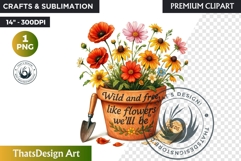 Summer Wildflowers Clipart PNG, Meadow Quotes, Cottage Product Image 1