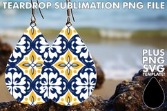 Tile-Inspired Delights: Watercolor Teardrop Earrings Product Image 1