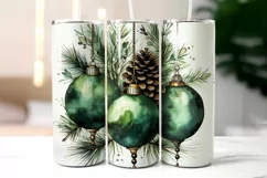 Pine Branches and Christmas Bulbs Tumbler Wrap Design Product Image 2