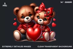 Valentines day Teddy bear Couple PNG clipart for sublimation Product Image 2