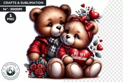 Valentines day Teddy bear Couple PNG clipart for sublimation Product Image 1