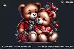 Valentines day Teddy bear Couple PNG clipart for sublimation Product Image 2