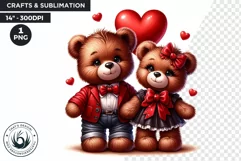 Valentines day Teddy bear Couple PNG clipart for sublimation Product Image 1