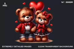 Valentines day Teddy bear Couple PNG clipart for sublimation Product Image 2