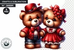 Love Teddy bear Couple PNG clipart, Valentine sublimation Product Image 1