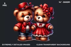 Love Teddy bear Couple PNG clipart, Valentine sublimation Product Image 2