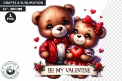 Valentines day Teddy bear Couple PNG clipart for sublimation Product Image 1