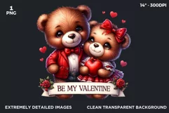 Valentines day Teddy bear Couple PNG clipart for sublimation Product Image 2