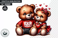 Love Teddy bear Couple PNG clipart, Valentine sublimation Product Image 1