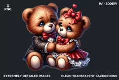 Valentines day Teddy bear Couple PNG clipart for sublimation Product Image 2