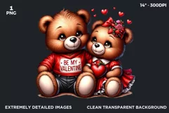 Love Teddy bear Couple PNG clipart, Valentine sublimation Product Image 2