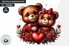 Valentines day Teddy bear Couple PNG clipart for sublimation Product Image 1