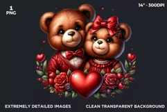 Valentines day Teddy bear Couple PNG clipart for sublimation Product Image 2