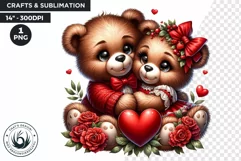 Love Teddy bear Couple PNG clipart, Valentine sublimation Product Image 1
