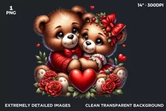 Love Teddy bear Couple PNG clipart, Valentine sublimation Product Image 2