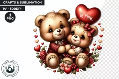 Romantic valentine Teddy bear Couple PNG clipart sublimation Product Image 1