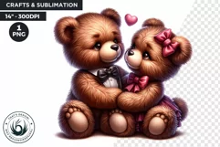 Valentines day Teddy bear Couple PNG clipart for sublimation Product Image 1