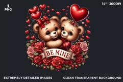 Be mine Teddy bear Couple PNG clipart, Valentine sublimation Product Image 2