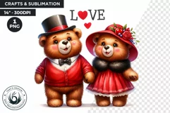 Valentines day Teddy bear Couple PNG clipart for sublimation Product Image 1