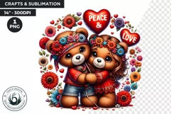Valentines day Teddy bear Couple PNG clipart for sublimation Product Image 1