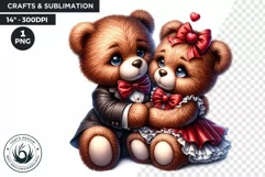 Valentines day Teddy bear Couple PNG clipart for sublimation Product Image 1