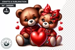 Valentines day Teddy bear Couple PNG clipart for sublimation Product Image 1