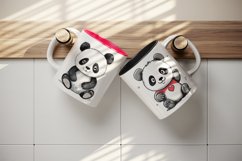 20 Watercolor cute adorable panda bear with heart love in charming and humorous style design wrap sublimation bundle for mug