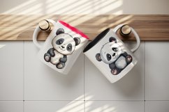 20 Watercolor cute adorable panda bear with heart love in charming and humorous style design wrap sublimation bundle for mug