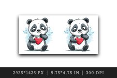 20 Watercolor cute adorable panda bear with heart love in charming and humorous style design wrap sublimation bundle for mug