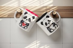 20 Watercolor cute adorable panda bear with heart love in charming and humorous style design wrap sublimation bundle for mug