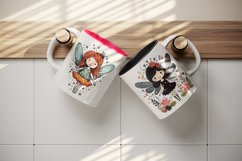 20 Watercolor cute fairy little girl with flowers in charming and humorous style design wrap sublimation bundle for mug