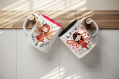 20 Watercolor cute fairy little girl with flowers in charming and humorous style design wrap sublimation bundle for mug