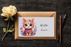 20 watercolor cute floral cat adorable kitty with flowers animal pet in charming style clipart set t-shirt sublimation printable designs bundle png