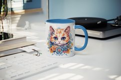 20 watercolor cute floral cat adorable kitty with flowers animal pet in charming style design wrap sublimation bundle for mug
