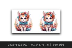 20 watercolor cute floral cat adorable kitty with flowers animal pet in charming style design wrap sublimation bundle for mug