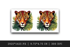 20 watercolor cute Savage Jaguar leopard with flowers floral cheetah Africa wild animal design wrap sublimation bundle for mug