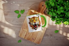 20 watercolor cute Savage Jaguar leopard with flowers floral cheetah Africa wild animal design wrap sublimation bundle for mug