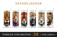 20 watercolor cute Savage Jaguar leopard with flowers floral cheetah Africa wild cat animal design wraps sublimation bundle for 20 oz tumbler