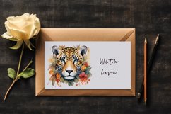 20 watercolor cute Savage Jaguar leopard with flowers floral cheetah wild animal clipart set t-shirt sublimation printable designs bundle png