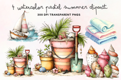 Watercolor Pastel Summer Clipart PNG Product Image 1