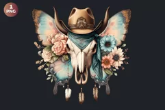 Boho bull skull Clipart, watercolor cow skull sublimation Product Image 2