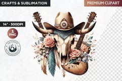 Western Boho bull skull PNG Clipart, cow skull sublimation Product Image 1