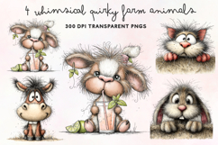 Whimsical Quirky Farm Animals Clipart PNG Product Image 1