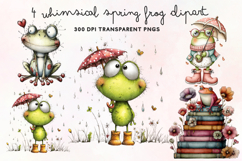 Whimsical Spring Frog Clipart PNG Product Image 1